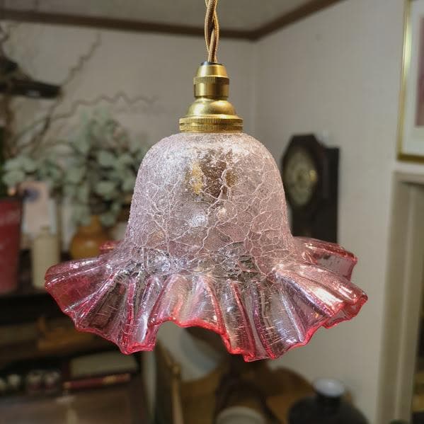 フランスアンティーク　クランベリーシェード ペンダントライト　照明