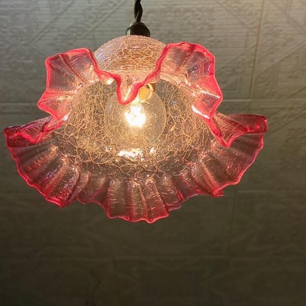 フランスアンティーク　クランベリーシェード ペンダントライト　照明
