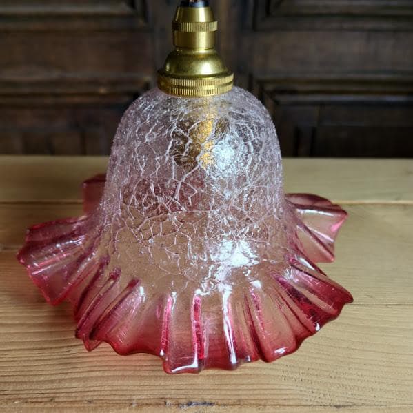 フランスアンティーク　クランベリーシェード ペンダントライト　照明
