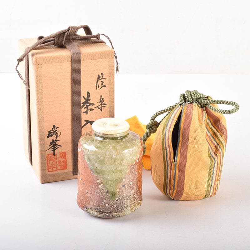 茶道具　信楽焼　瑞峰造　肩衝茶入　仕覆付　共箱　V　6875