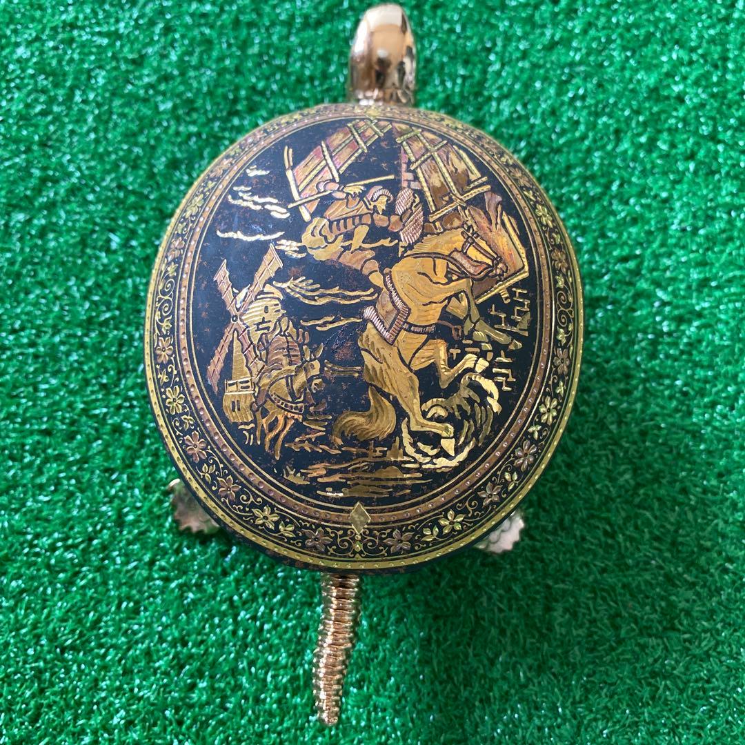 希少品　ダマスキナード　スペイン　金象嵌　亀　呼び鈴