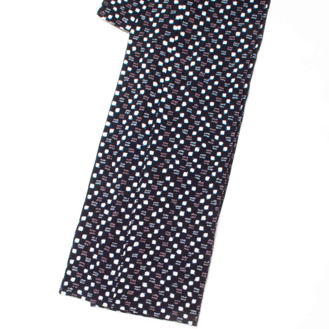 浴衣 有松絞り 市松文 紺 白 ライラック色 木綿 単衣 ゆかた