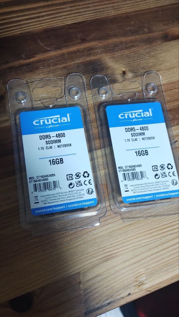 Crucial ノートpcメモリ 16×2枚