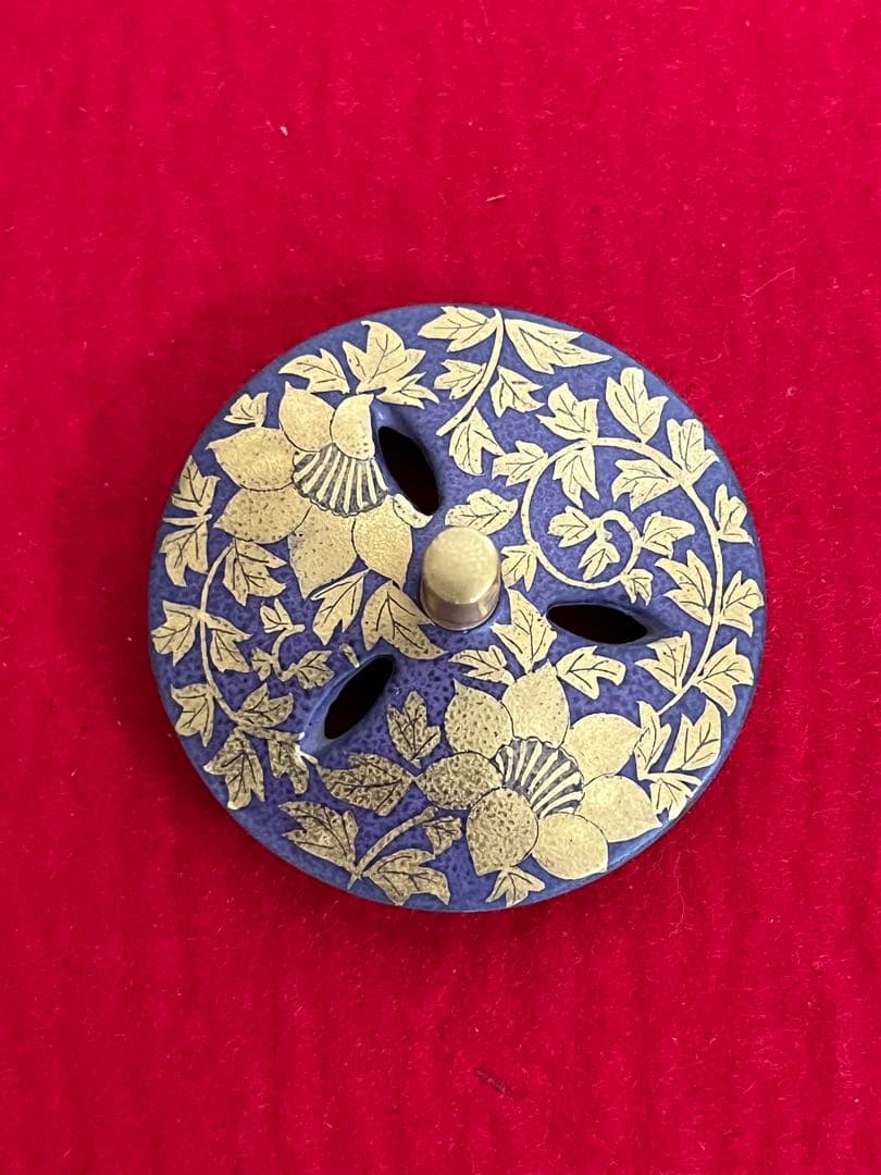 人間国宝 吉田美統 『紫釉金襴 花唐草文 香炉』管理Y37 真作保証