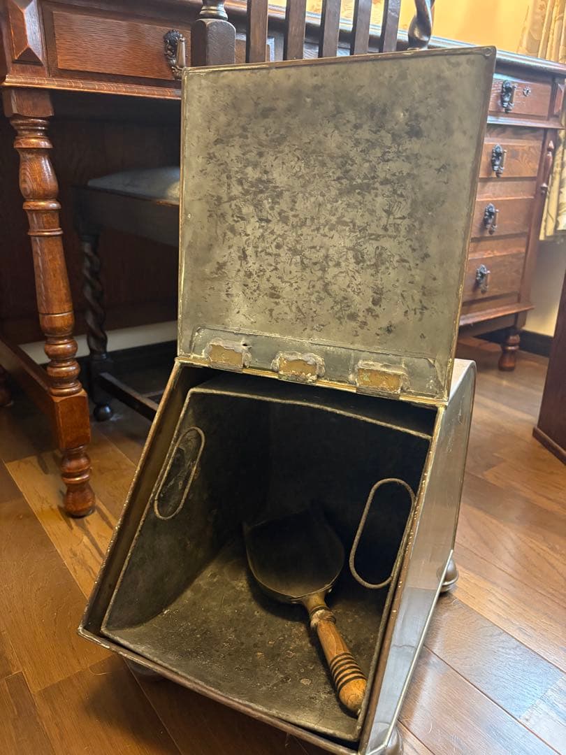 英国アンティーク　コールボックス　ファイアーツール　薪ストーブ　アンティーク