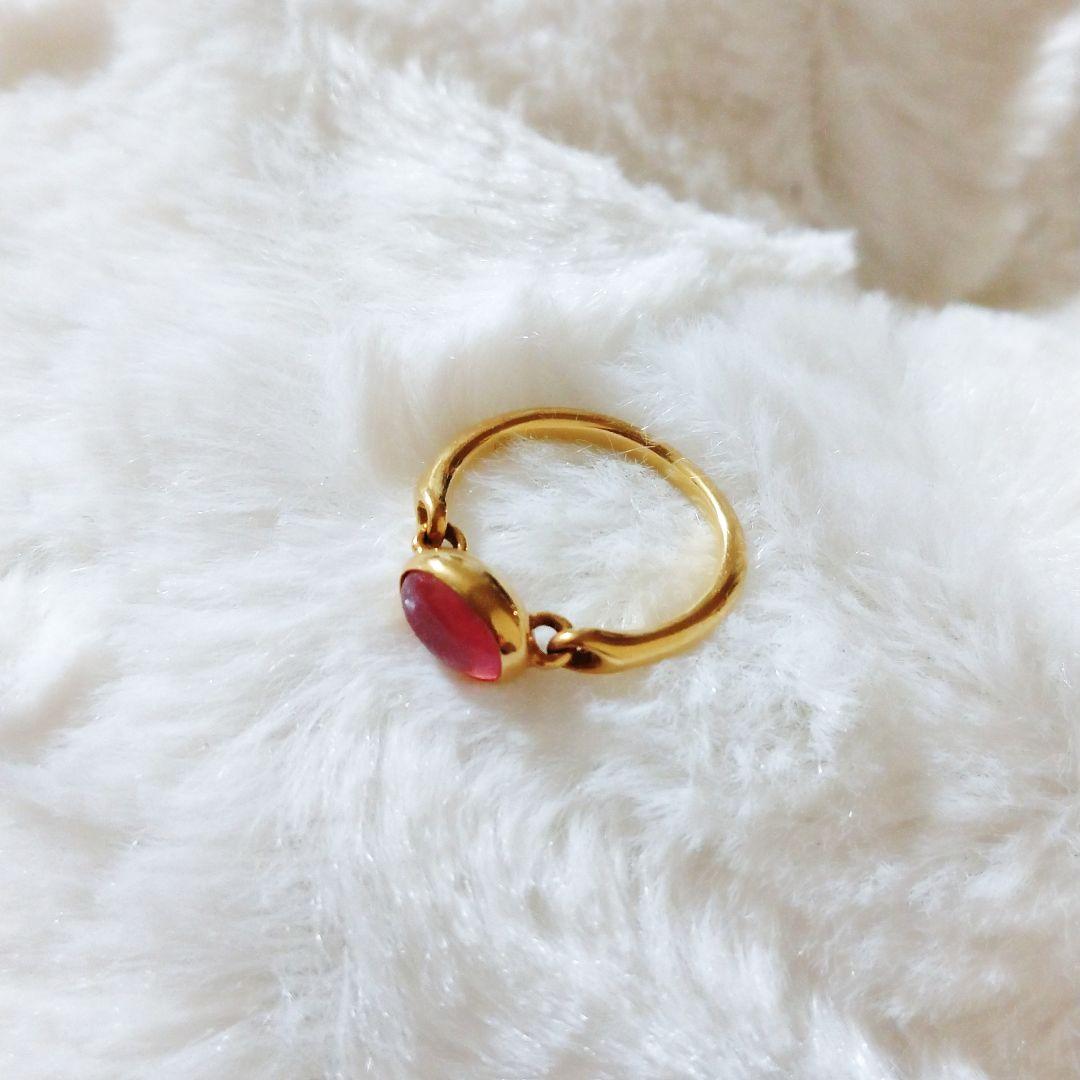 K18 ピンクトルマリン　ゴールドリング