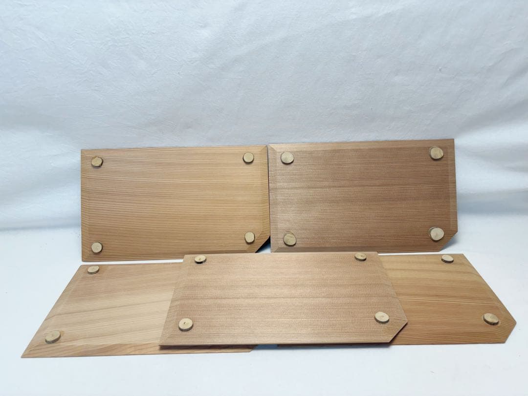 未使用 茶道具 杉 隅切 銀杏 銘々皿 五客揃 四足付 菓子器 菓子皿