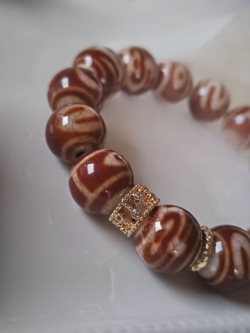 新作♡火供龍紋丸天珠ブレス