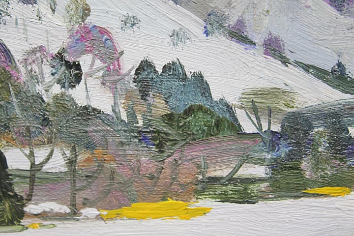 塗師祥一郎【山麓の里】 油彩 0号