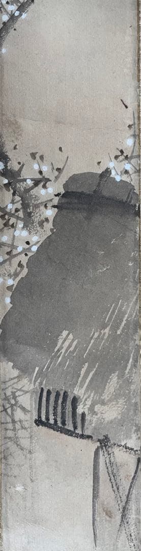 古い日本絵　短冊　印有り