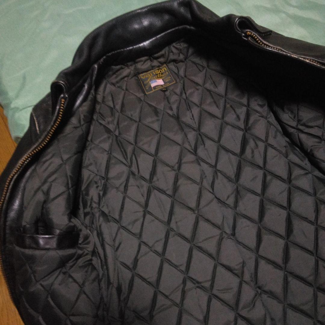 バンソン VANSON 9D ライダースジャケット 34 茶芯　ヤレ感