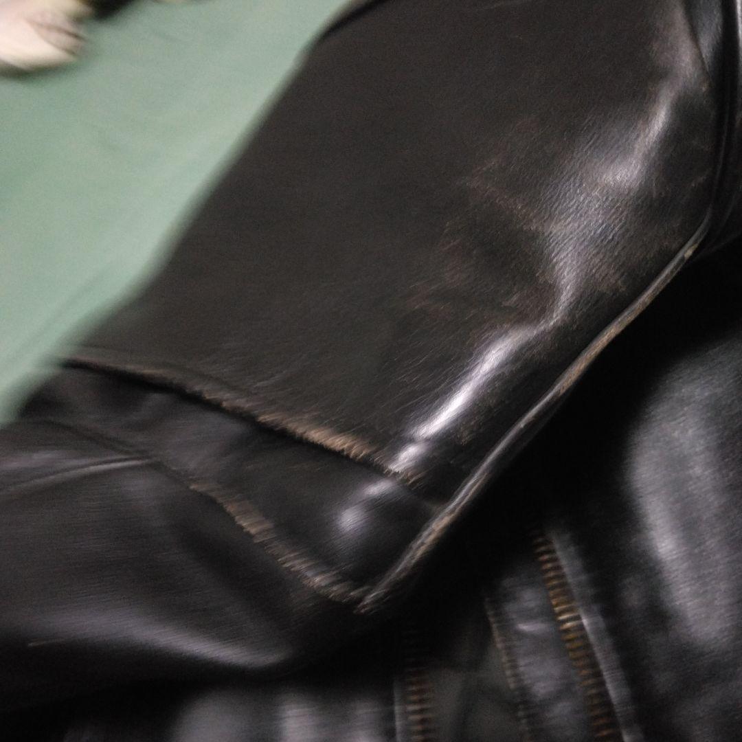 バンソン VANSON 9D ライダースジャケット 34 茶芯　ヤレ感