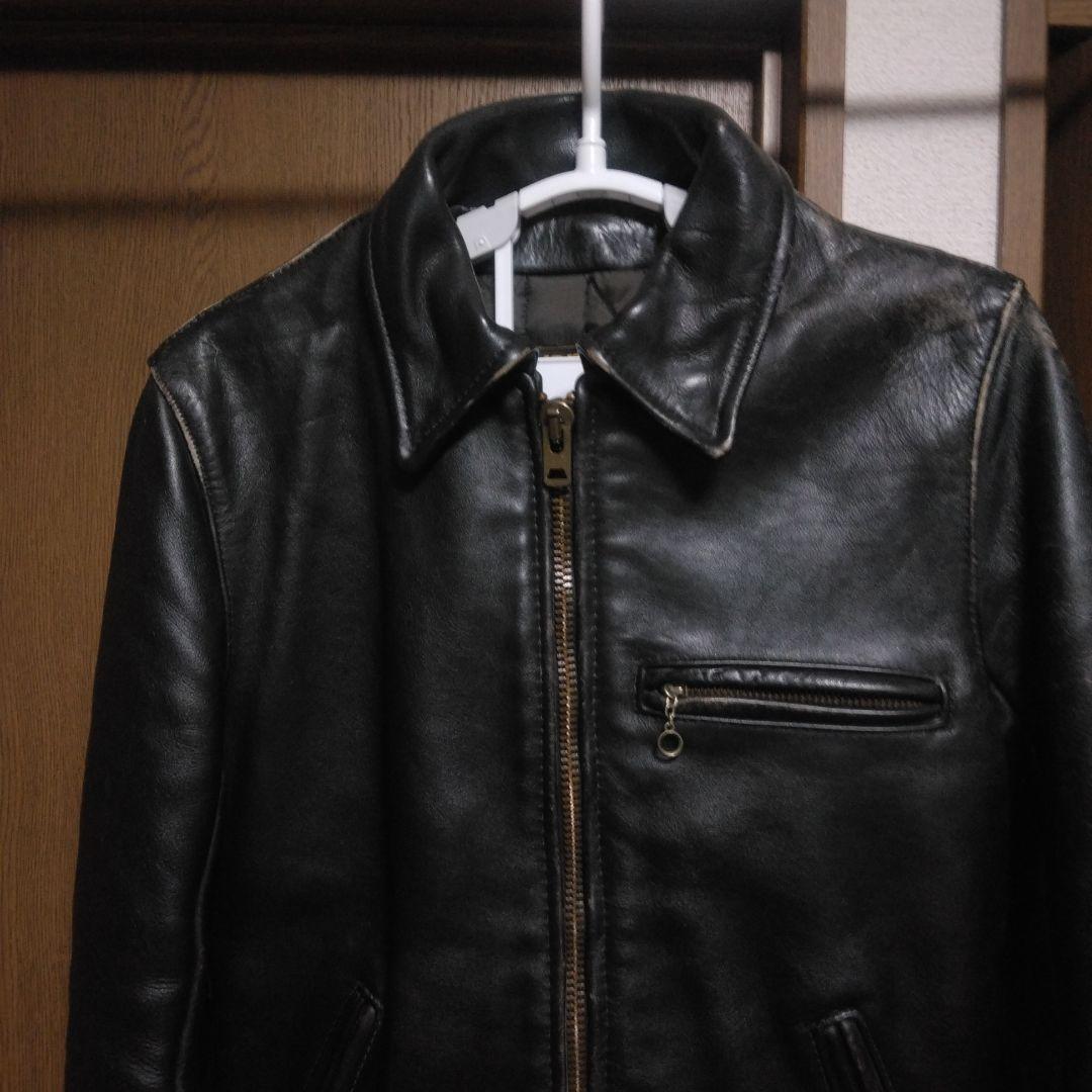 バンソン VANSON 9D ライダースジャケット 34 茶芯　ヤレ感