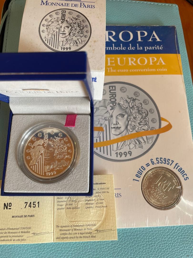1999年 EU設立記念 銀貨 Monnaie de Paris パリ造幣局