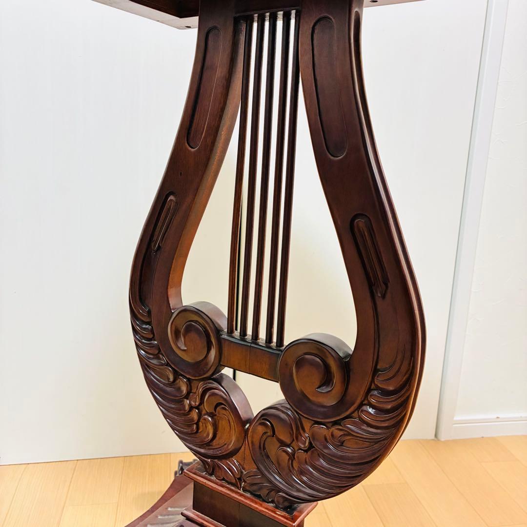 【希少】英国　イギリス　マホガニー　ハープ型　サイドテーブル　ヴィンテージ　猫脚