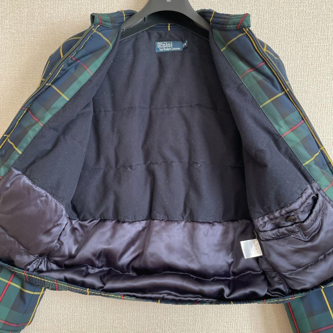 美品✨ ラルフローレン チェック ハリントン ダウンジャケット グリーン M