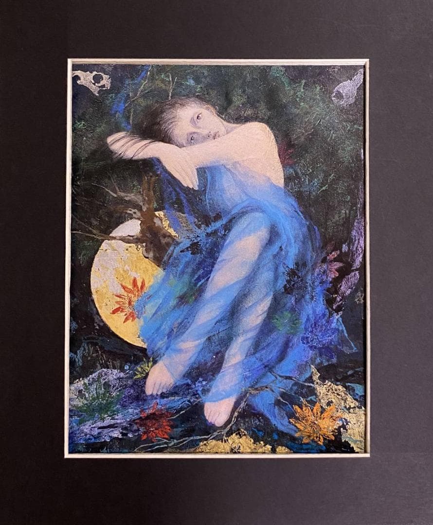 鳥山玲、【夢野ー彼方の水音ー】、希少な額装用画集より、新品額装付