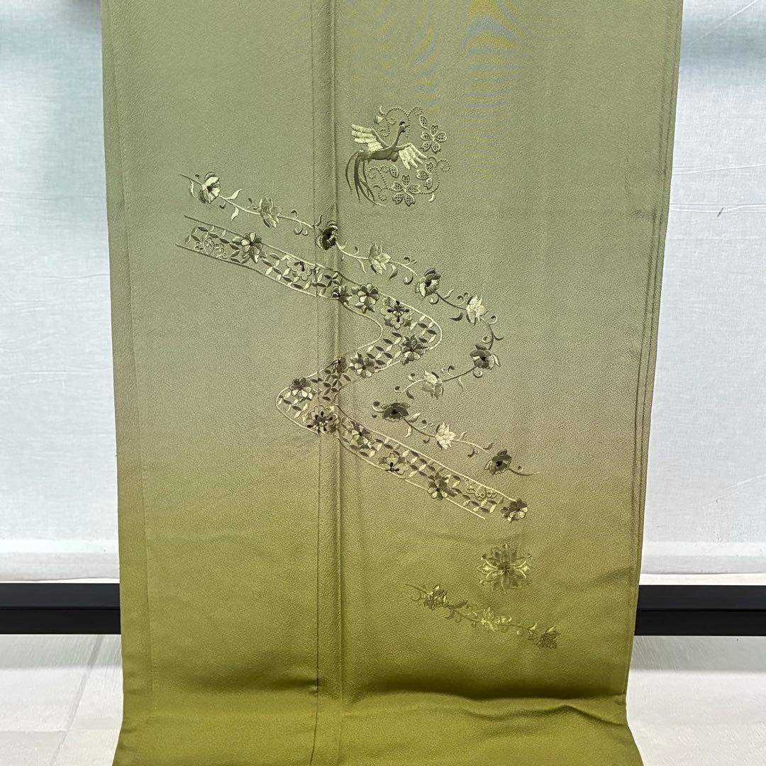 D54訪問着 総刺繍 蘇州刺繍 一つ紋 正絹 着物 袷 しつけ糸付き未使用極美品