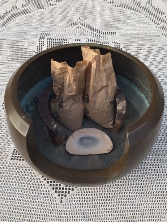 C10 茶道具・唐銅面取風炉・風炉・灰匙セット