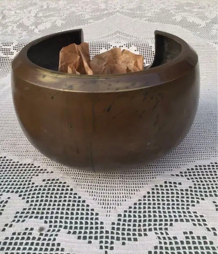 C10 茶道具・唐銅面取風炉・風炉・灰匙セット