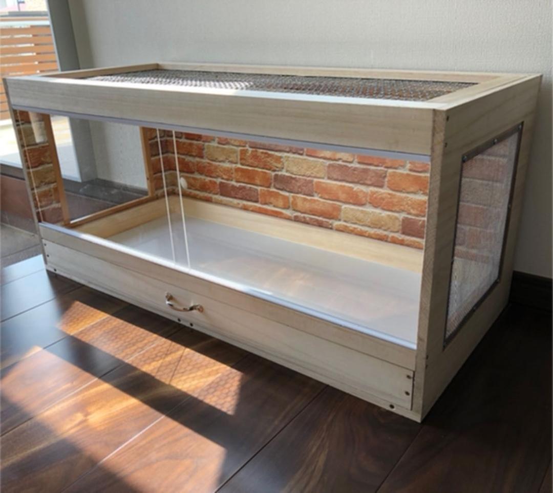 新品　木製ケージ　ハリネズミ　ハムスター　小動物　引出し付き　カスタムベースに！