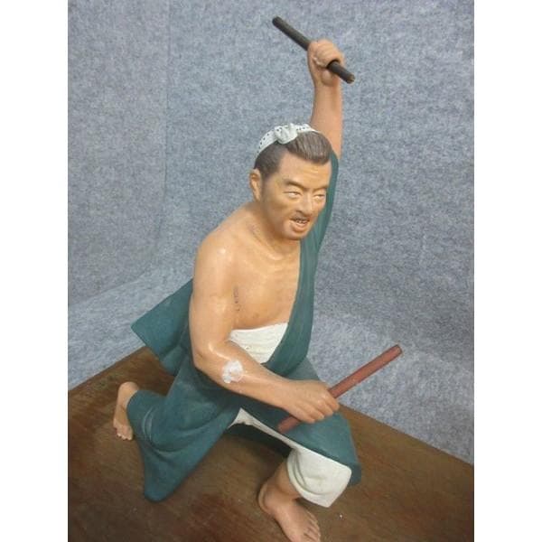 博多人形川崎虎雄 乕雄作無法松小倉祇園太鼓 [B27182]