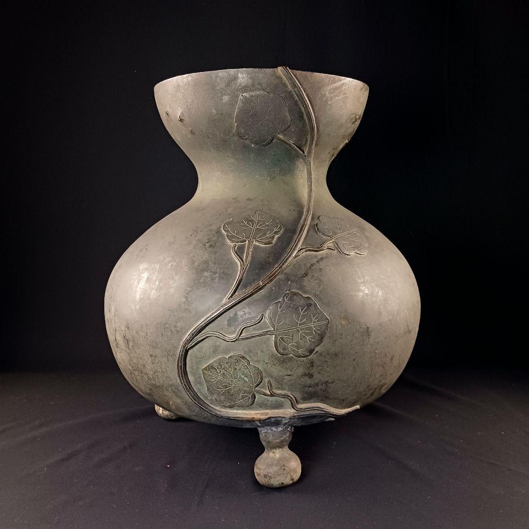 H324 大阪城本丸慶長年号 古銅製大花瓶 高42cm