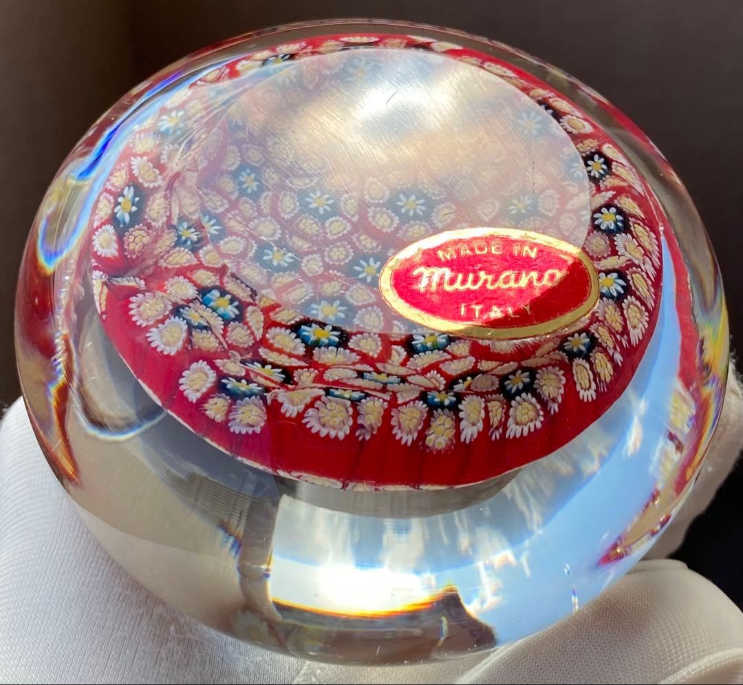 ベネチアングラス　ムラノ　ガラスペーパーウェイト　ガラス文鎮　ミルフィオリ　大玉