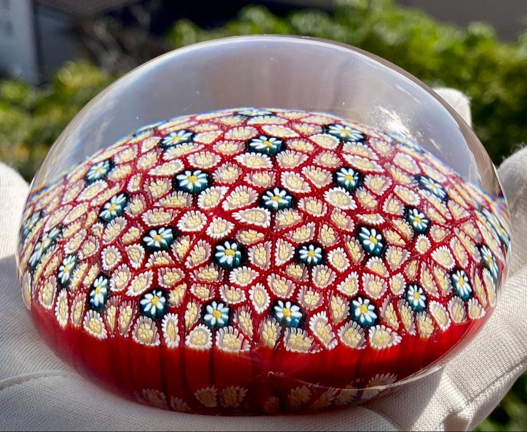 ベネチアングラス　ムラノ　ガラスペーパーウェイト　ガラス文鎮　ミルフィオリ　大玉