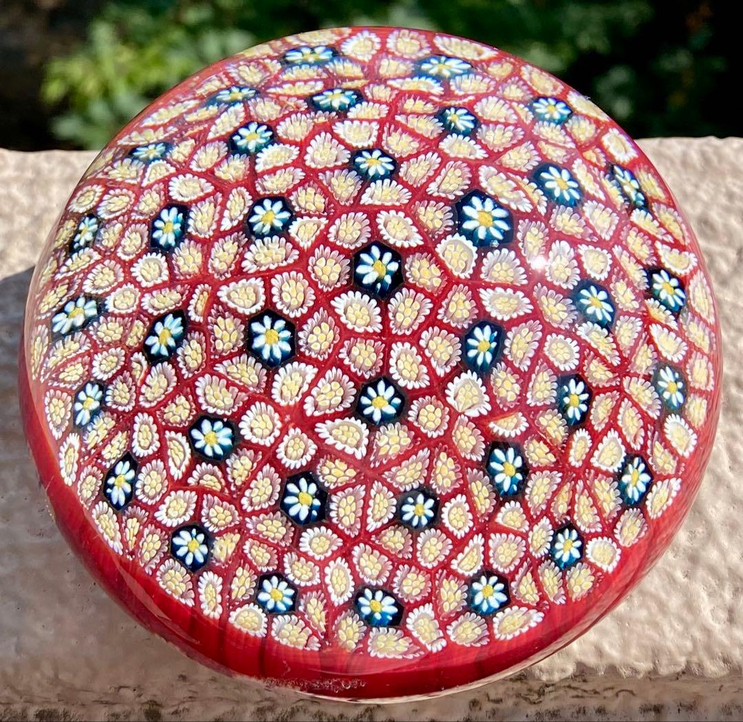 ベネチアングラス　ムラノ　ガラスペーパーウェイト　ガラス文鎮　ミルフィオリ　大玉