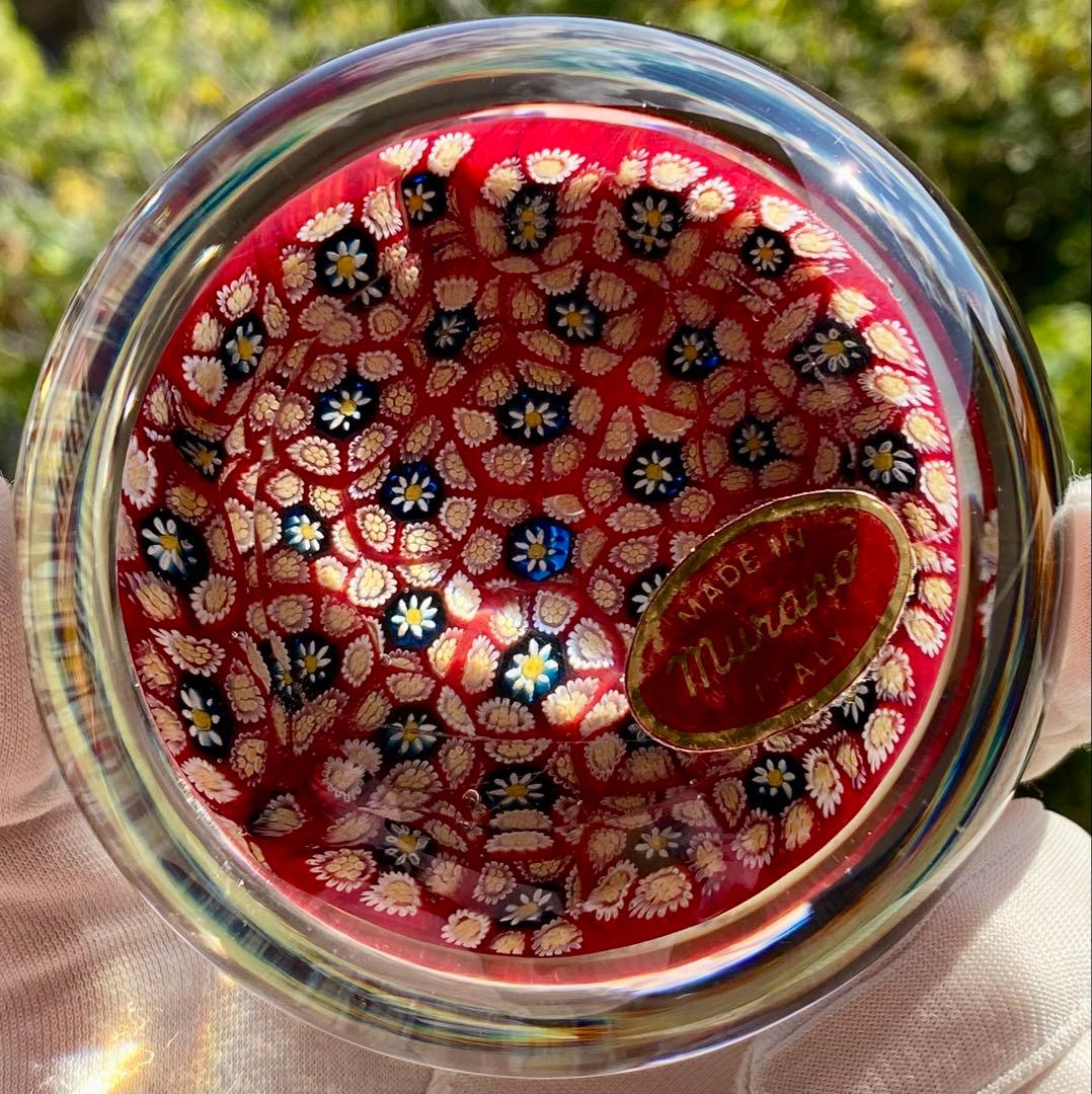 ベネチアングラス　ムラノ　ガラスペーパーウェイト　ガラス文鎮　ミルフィオリ　大玉