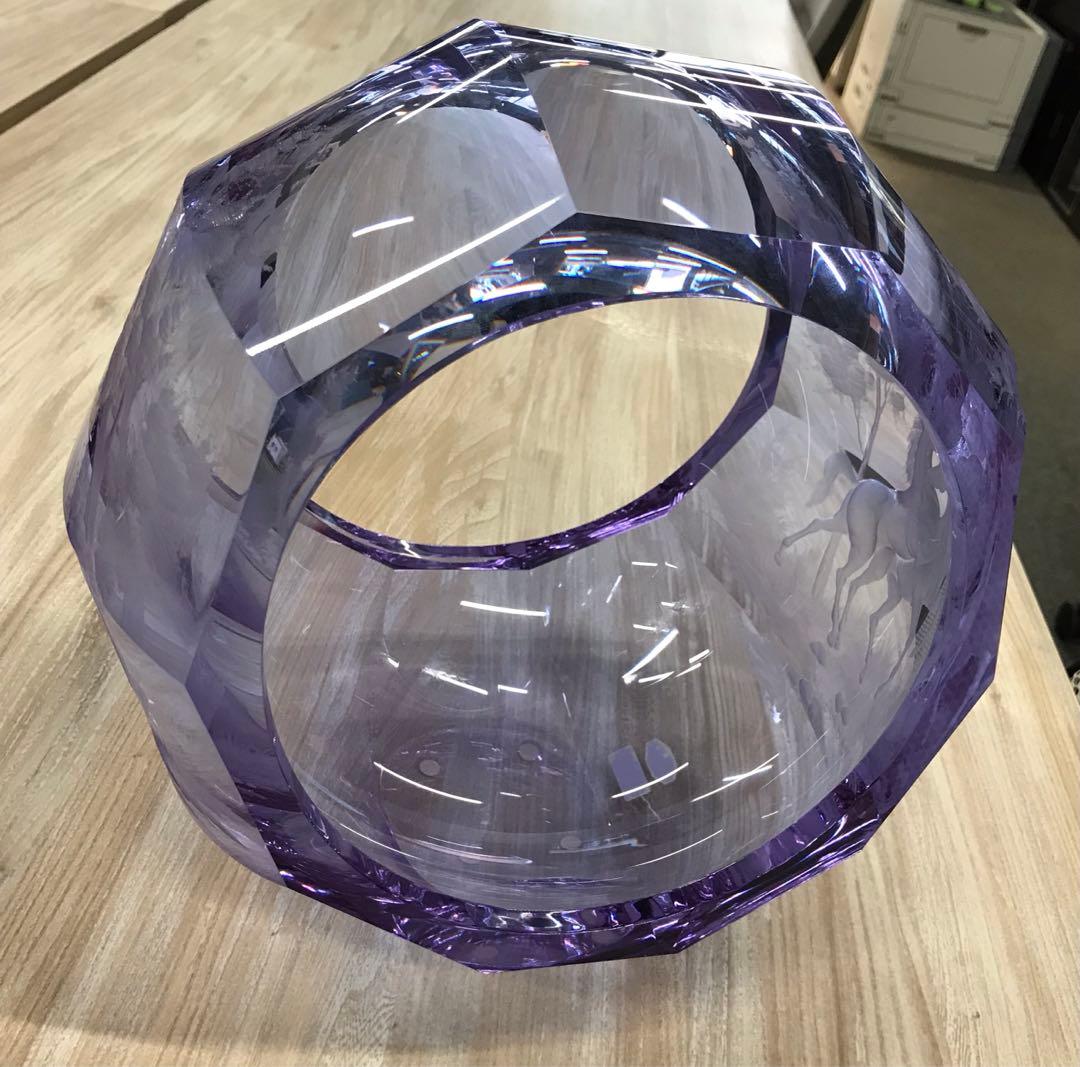 Moser モーゼル クリスタルガラス 置物 紫 パープル