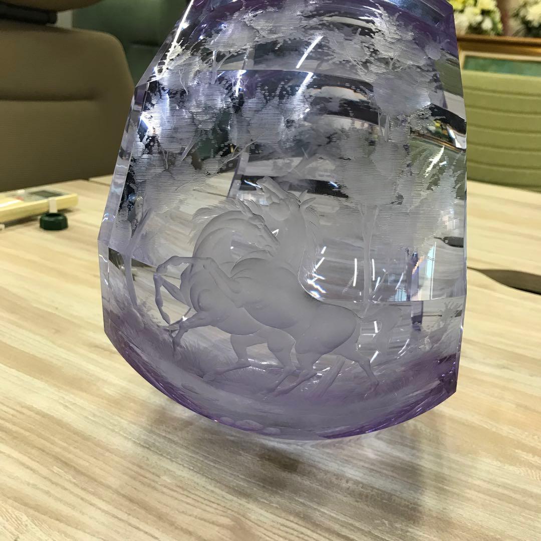 Moser モーゼル クリスタルガラス 置物 紫 パープル