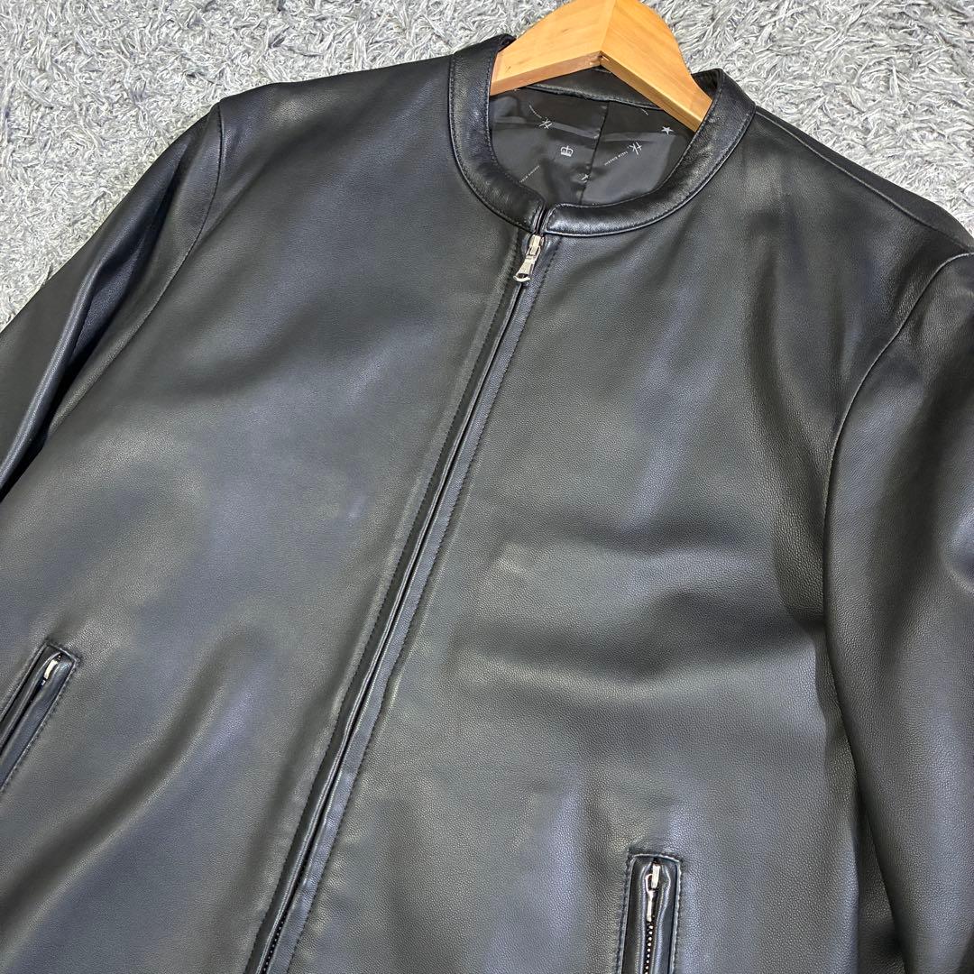 【美品】タケオキクチ シングルライダースジャケット ラムレザー ブラック L