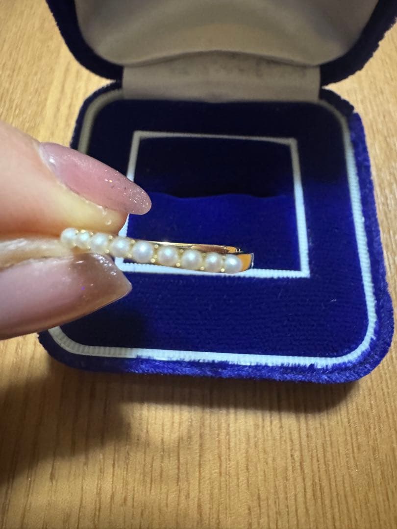 K18YG 淡水真珠 ナチュラルホワイトリング