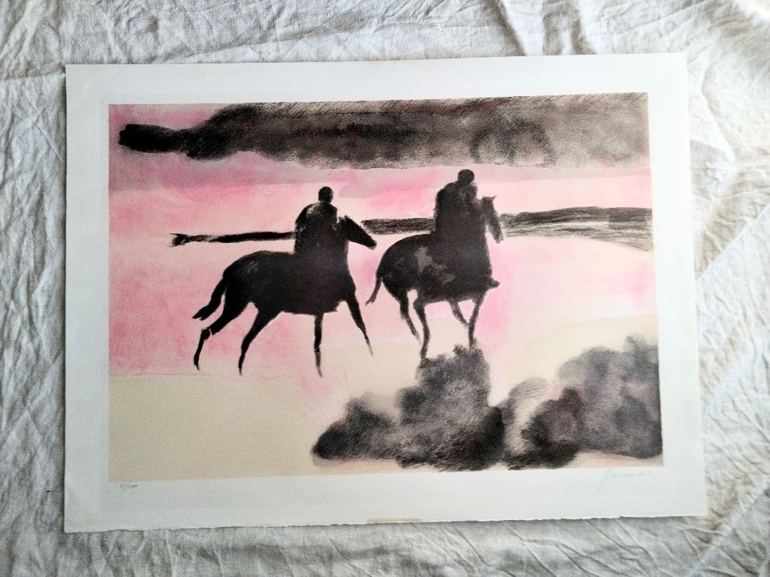 Guiramand 馬と人のリトグラフ作品 大判