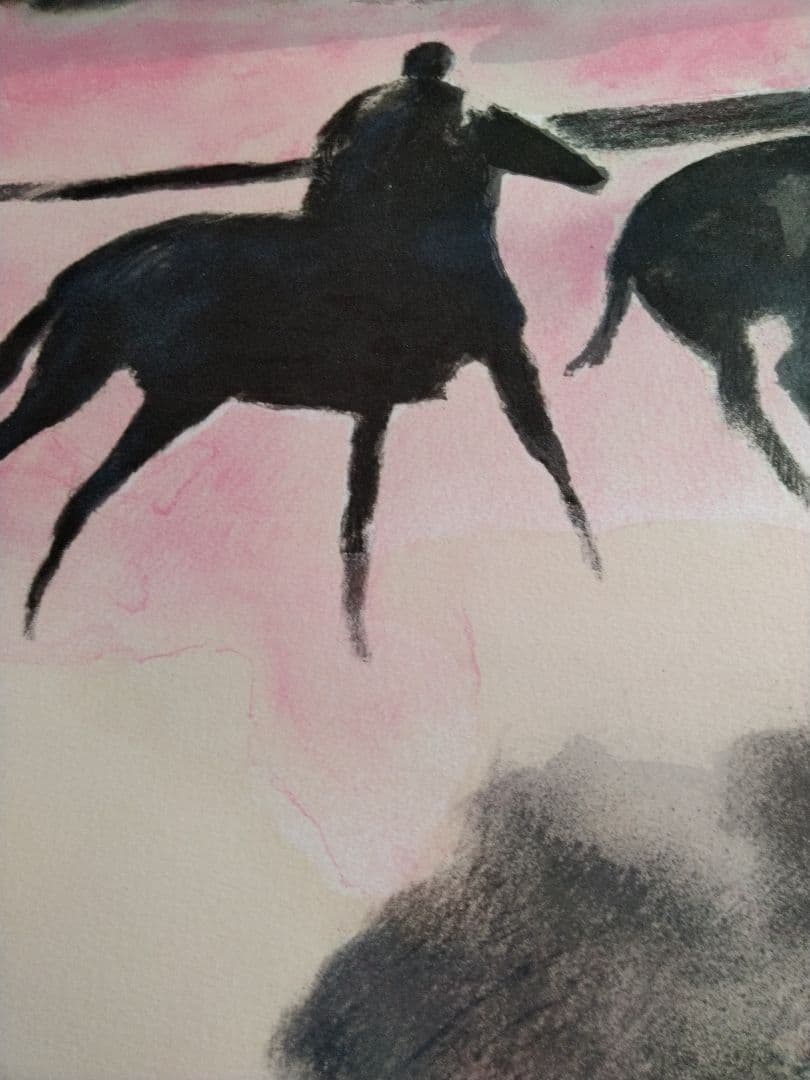 Guiramand 馬と人のリトグラフ作品 大判