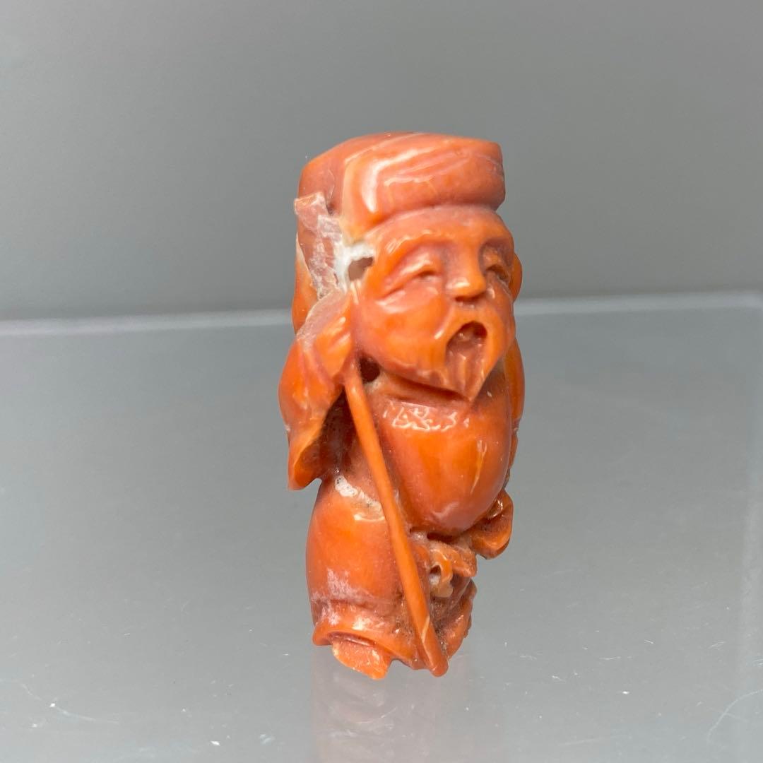 本赤珊瑚　ブローチ、彫刻、帯留　78g 東Y7-0217☆2Fトヒニ