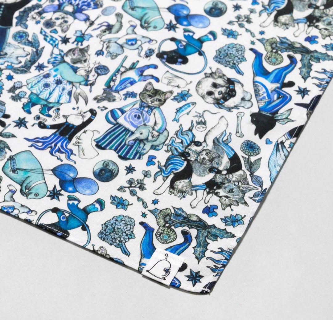 ヒグチユウコ サコッシュ ハンカチ （ブルー）2点セット ボリス雑貨店