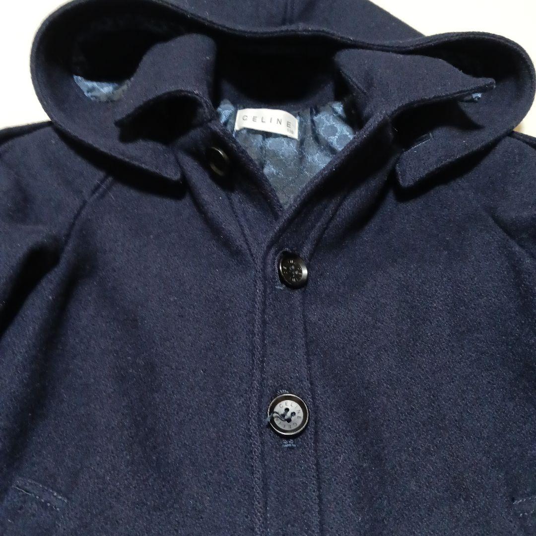 CELINE 美品ネイビー フード付きウールコート110