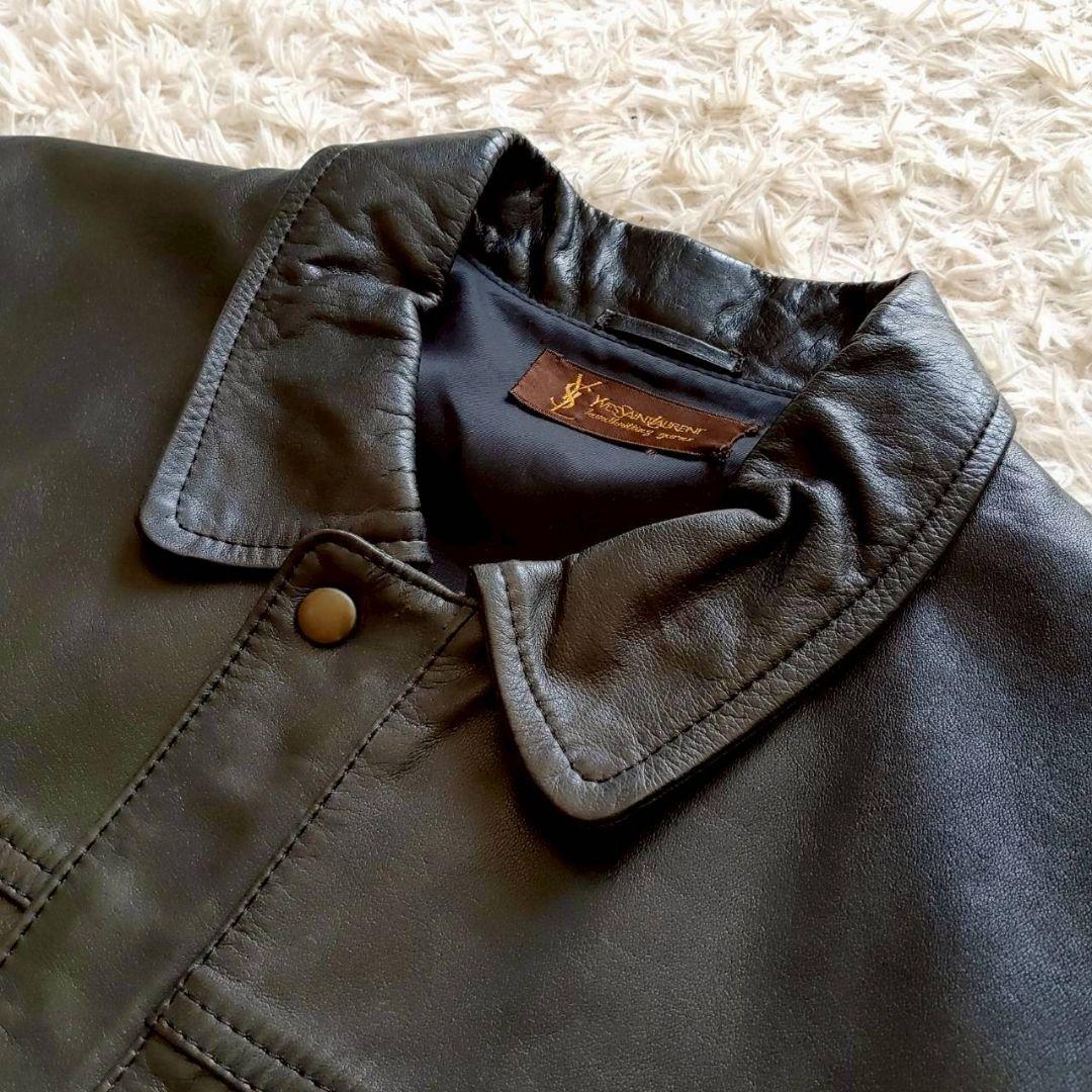 あ*ぱ様 Yves Saint Laurent 牛革 レザージャケット レザーブ