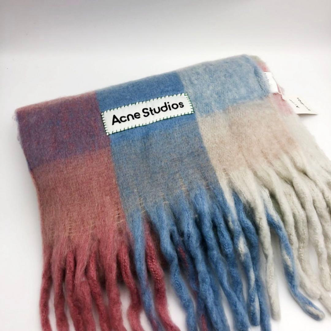 ACNE STUDIOS アクネストゥディオズ　ブルー系チェック柄　マフラー