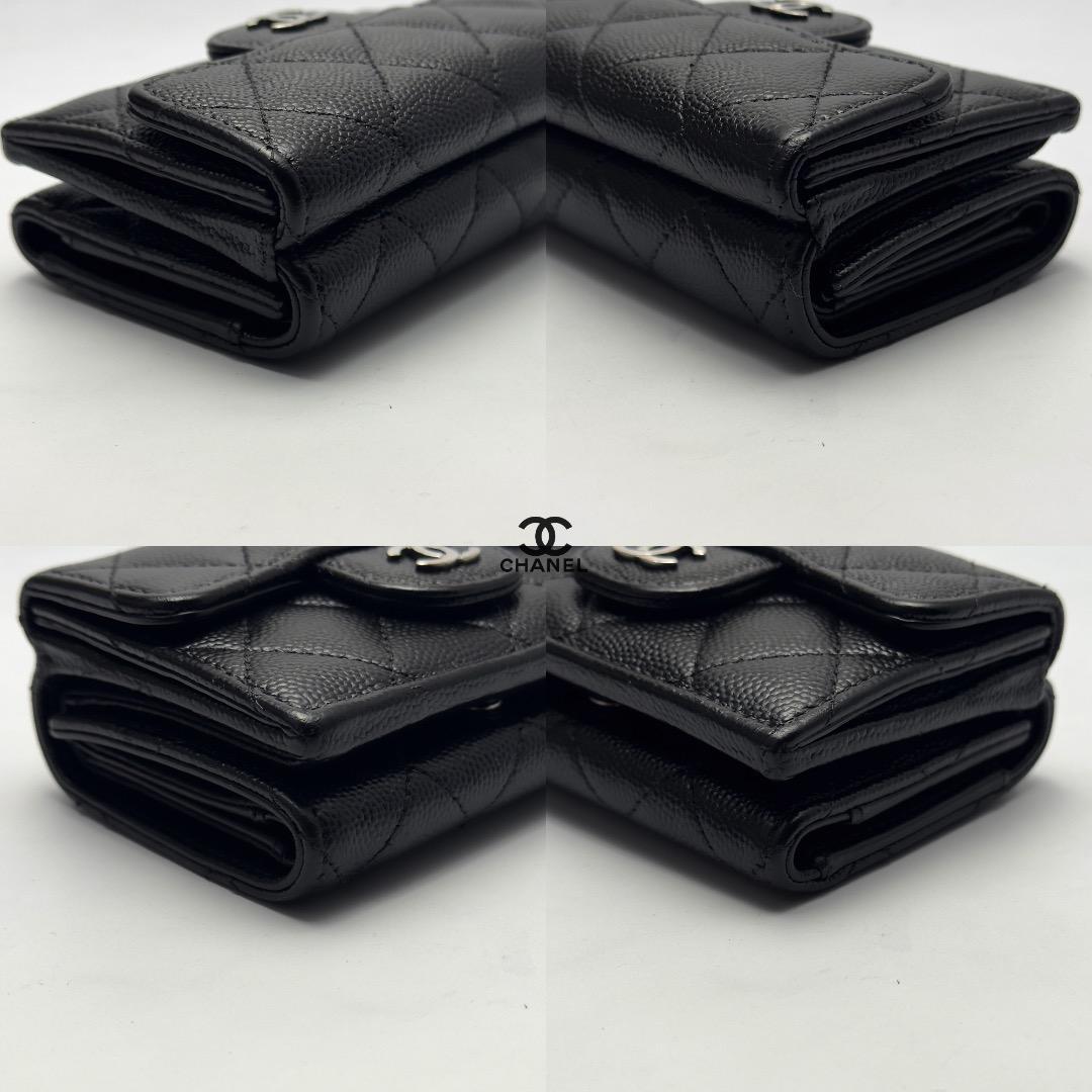 正規品　超美品　シャネル　マトラッセ　シルバー金具　Wホック　三つ折り財布