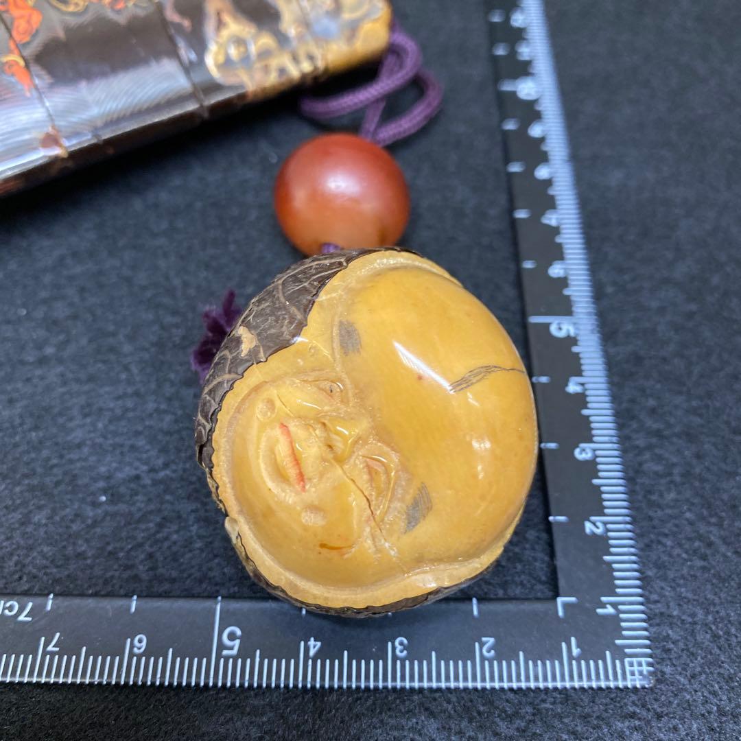 江戸時代　蒔絵鬼図内梨地印籠　共箱　128g 東Y7-0328☆2Fトコカ