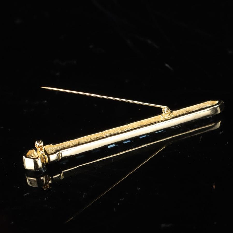 Y2293-128 クリスチャンディオール ブルー系ストーン付きブローチ