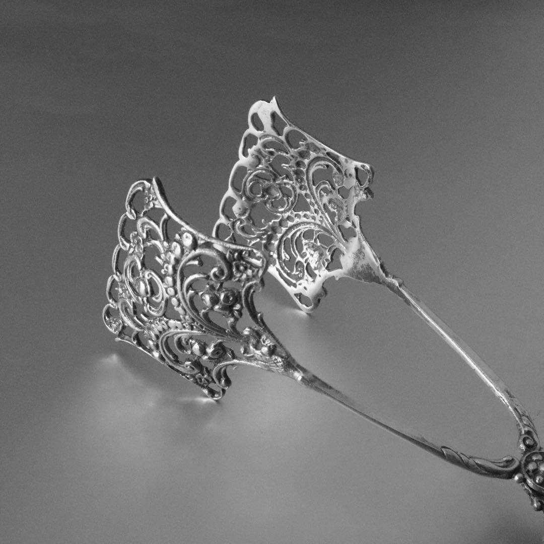 純銀ケーキトング　天使文様　ドイツ銀800