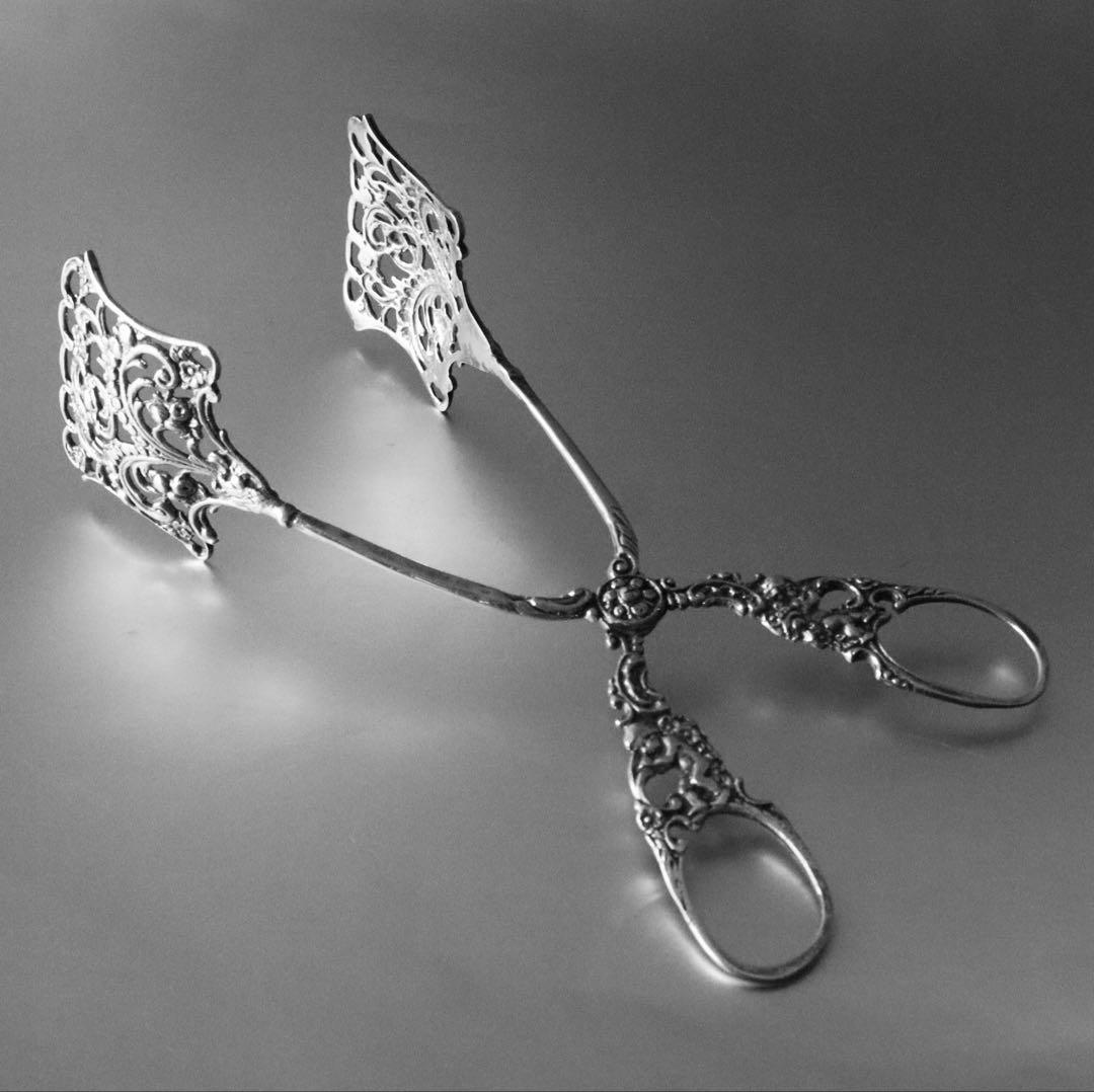 純銀ケーキトング　天使文様　ドイツ銀800