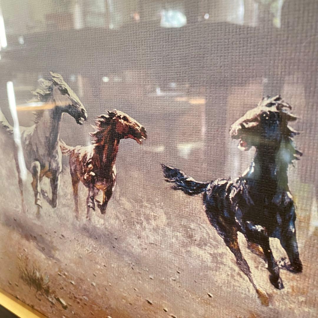 荒野の群馬 ペーテル・ニコライ・アルボ 馬 油彩画 油絵複製画 額付き