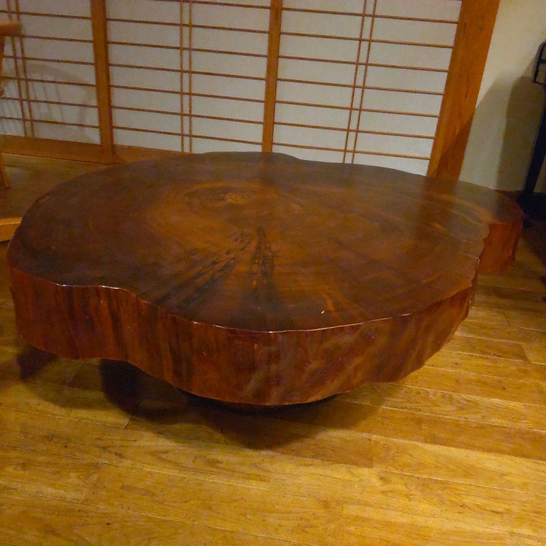 屋久杉・天然木・１枚板・輪切りの座卓（中古）