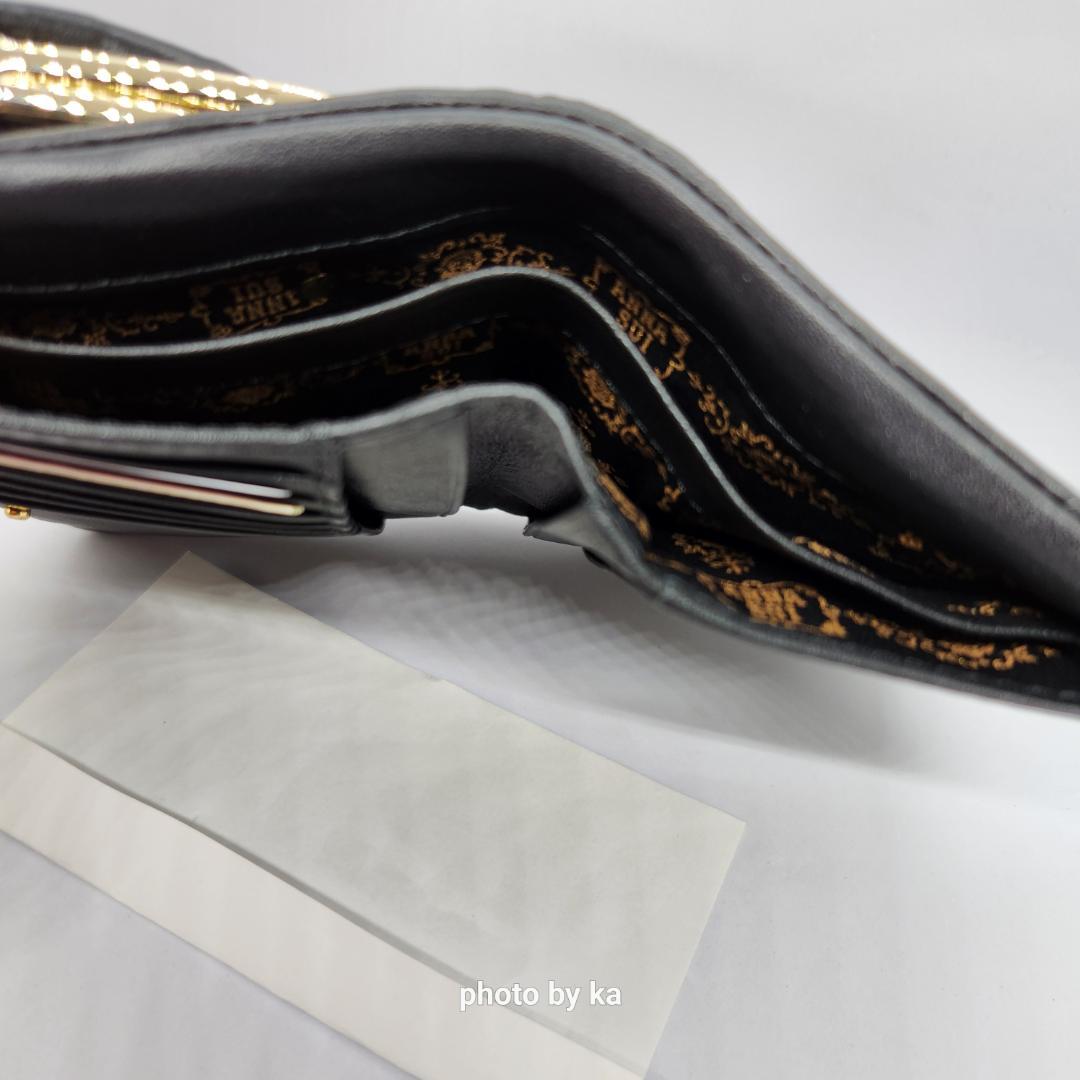 ブラック 新品 アナスイ ANNA SUI がま口 折り財布 プレイングキャット